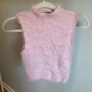 Zara pink fuzzy crop top